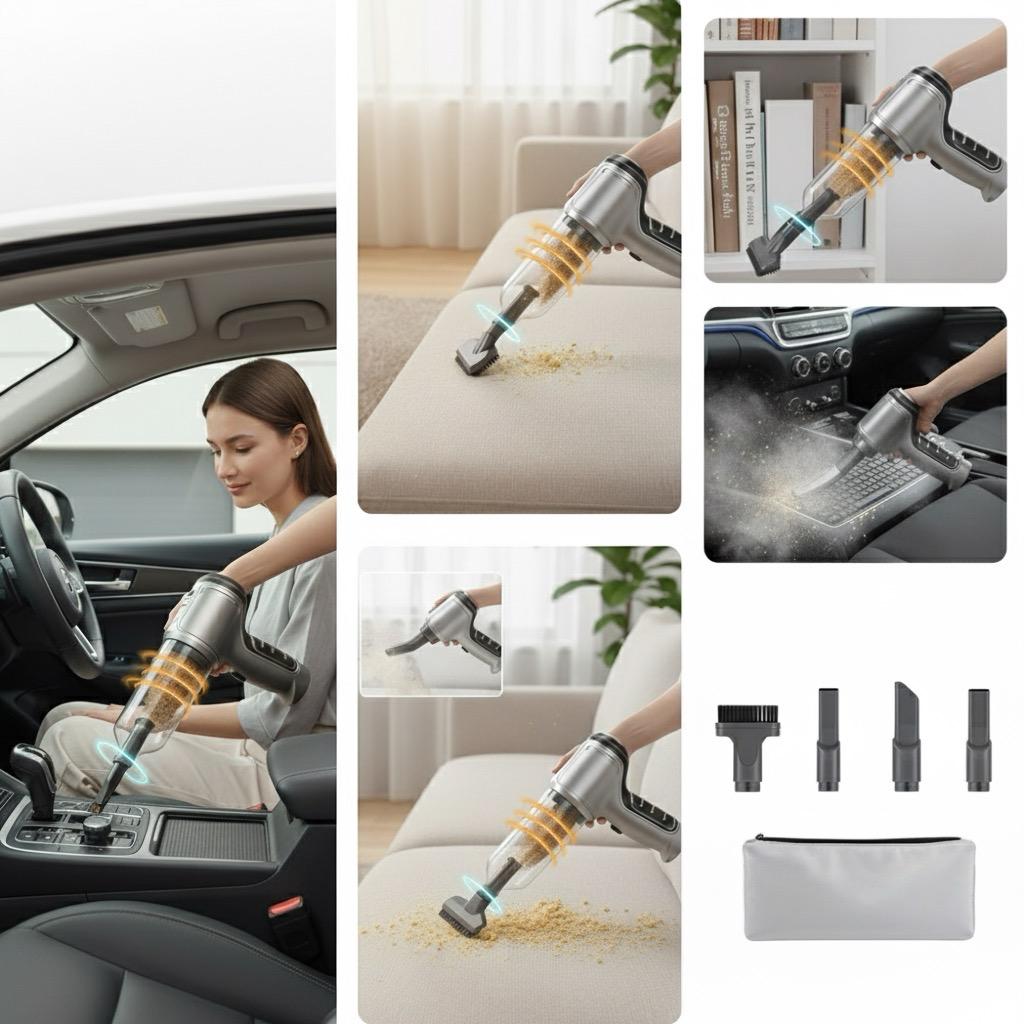 Wireless Portable Vacuum Cleaner – 95,000PA High Power 2-in-1 Mini Handheld Vacuum & Blower for Car & Home
