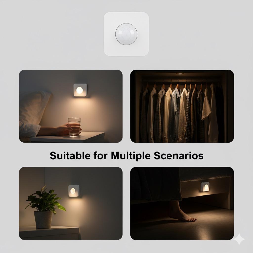 Motion Sensor LED Light – USB Charging Square Lamp for Bedroom, Kitchen, Stairs, Hallway, Wardrobe & Cupboards