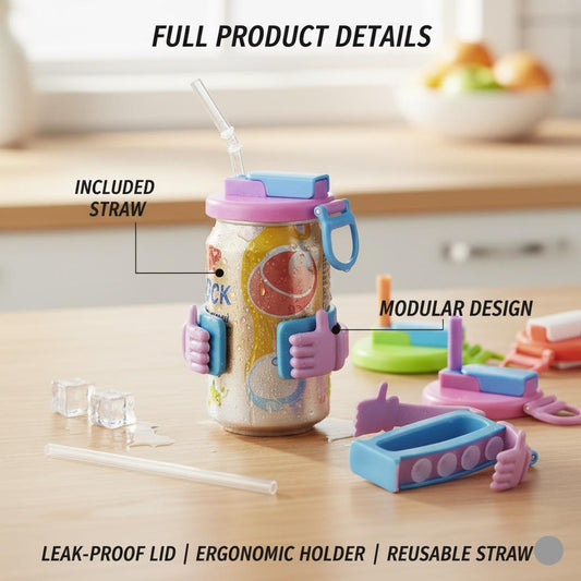 Soda Can Lid with Silicone Straw – BPA-Free Reusable Can Cover for Soda, Beer, Juice & Canned Beverages