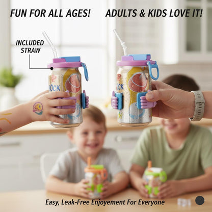 Soda Can Lid with Silicone Straw – BPA-Free Reusable Can Cover for Soda, Beer, Juice & Canned Beverages