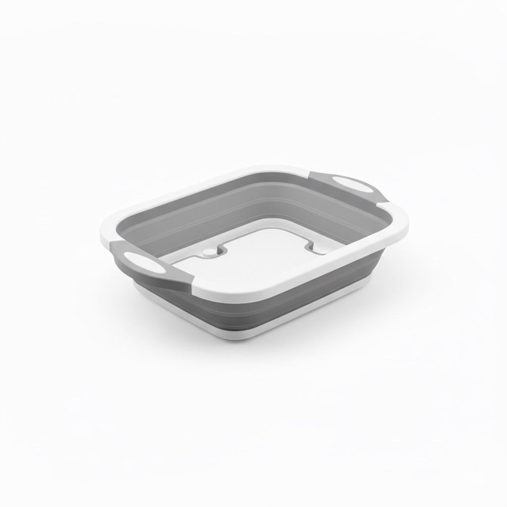 Collapsible Dish Basin with drain Plug - 3-in-1 Wash, Drain & Cutting Board
