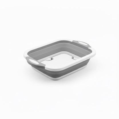 Collapsible Dish Basin with drain Plug - 3-in-1 Wash, Drain & Cutting Board