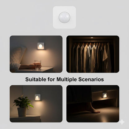 Motion Sensor LED Light – USB Charging Square Lamp for Bedroom, Kitchen, Stairs, Hallway, Wardrobe & Cupboards