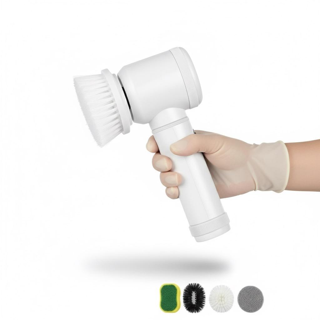 Electric Spin Scrubber 5-in-1 – Bathroom & Home Cleaning Brush with 5 Replaceable Heads